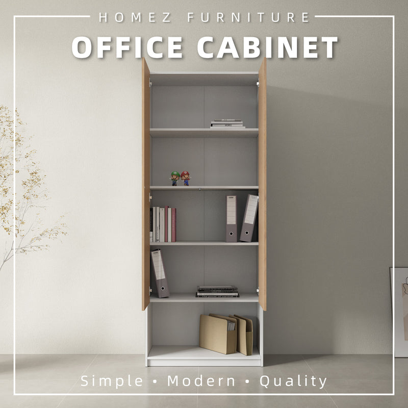[Free Installation] Office Cabinet 2.6FTx6.5FT Tall Soft Close Doors/Open Shelves Storage Melamine - M1801/M1802/M1803