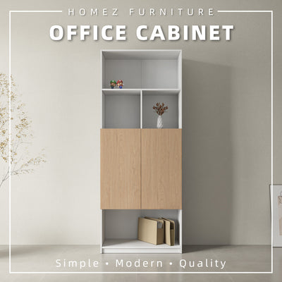 [Free Installation] Office Cabinet 2.6FTx6.5FT Tall Soft Close Doors/Open Shelves Storage Melamine - M1801/M1802/M1803