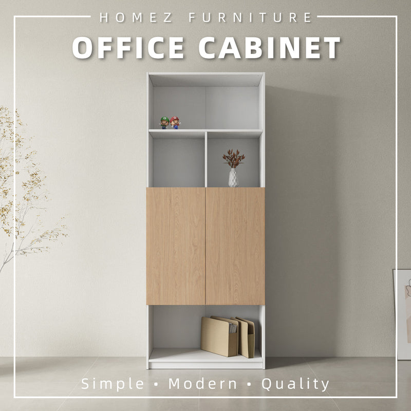 [Free Installation] Office Cabinet 2.6FTx6.5FT Tall Soft Close Doors/Open Shelves Storage Melamine - M1801/M1802/M1803