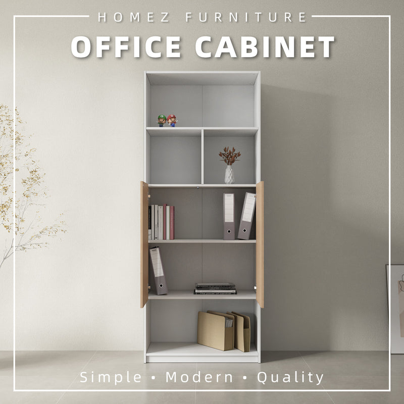 [Free Installation] Office Cabinet 2.6FTx6.5FT Tall Soft Close Doors/Open Shelves Storage Melamine - M1801/M1802/M1803