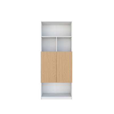 [Free Installation] Office Cabinet 2.6FTx6.5FT Tall Soft Close Doors/Open Shelves Storage Melamine - M1801/M1802/M1803