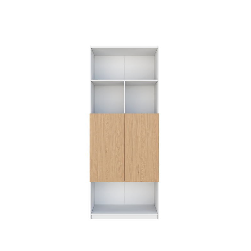 [Free Installation] Office Cabinet 2.6FTx6.5FT Tall Soft Close Doors/Open Shelves Storage Melamine - M1801/M1802/M1803
