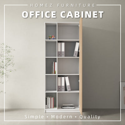 [Free Installation] Office Cabinet 2.6FTx6.5FT Tall Soft Close Doors/Open Shelves Storage Melamine - M1801/M1802/M1803