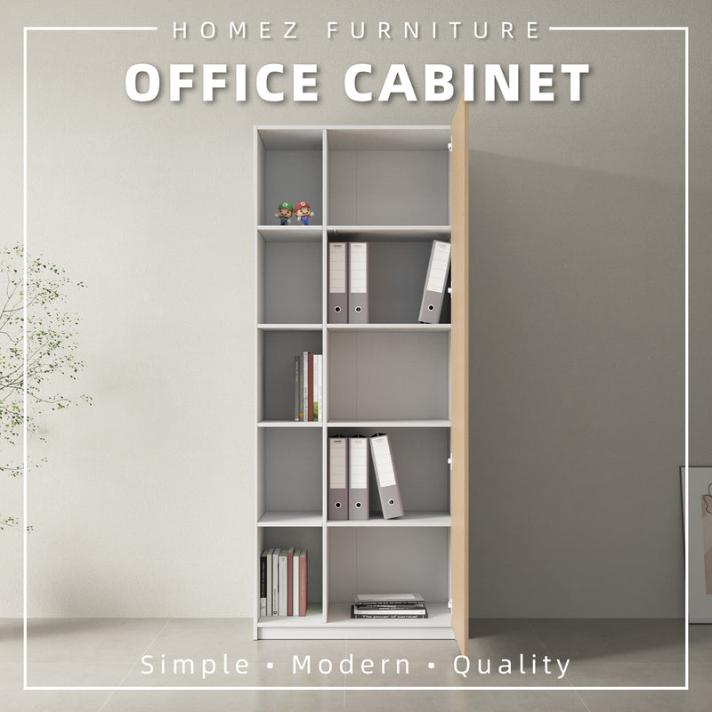 [Free Installation] Office Cabinet 2.6FTx6.5FT Tall Soft Close Doors/Open Shelves Storage Melamine - M1801/M1802/M1803
