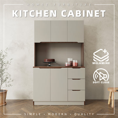 4FT Cedar Series Full Melamine Tall Unit Kitchen Cabinet with Soft Close Door - M2315-FW+CR-GRP