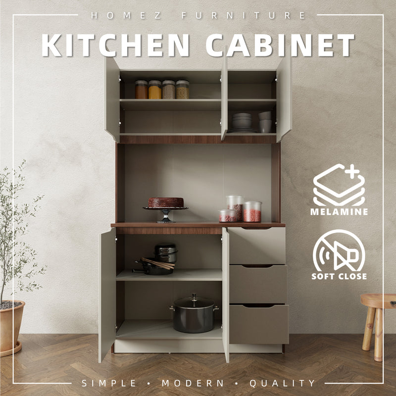 4FT Cedar Series Full Melamine Tall Unit Kitchen Cabinet with Soft Close Door - M2315-FW+CR-GRP