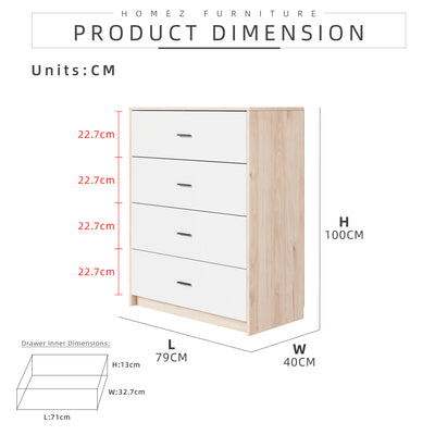 (Combo Bedroom Set) Melamine Combo Bedroom Set Chest Drawer Single Bed Frame Headboard Wardrobe White + Oak Set Perabot