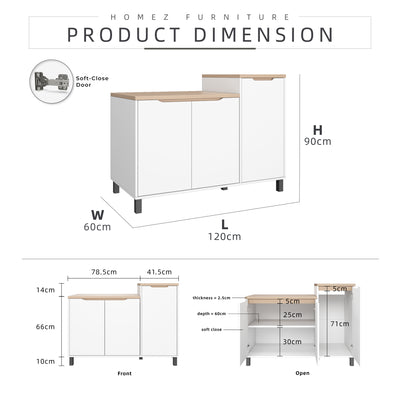 (Pro) 3.9FT Sinowa Pro Series Full Melamine Gas Cabinet - HMZ-FN-GC-M808-LH+WT