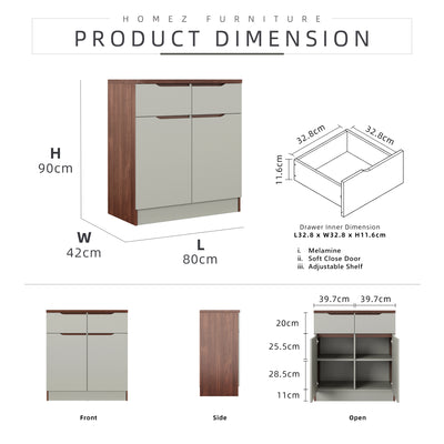 2.6FT Cedar Series Full Melamine Base Unit Kitchen Cabinet with Soft Close Door - M9385-FW+CR