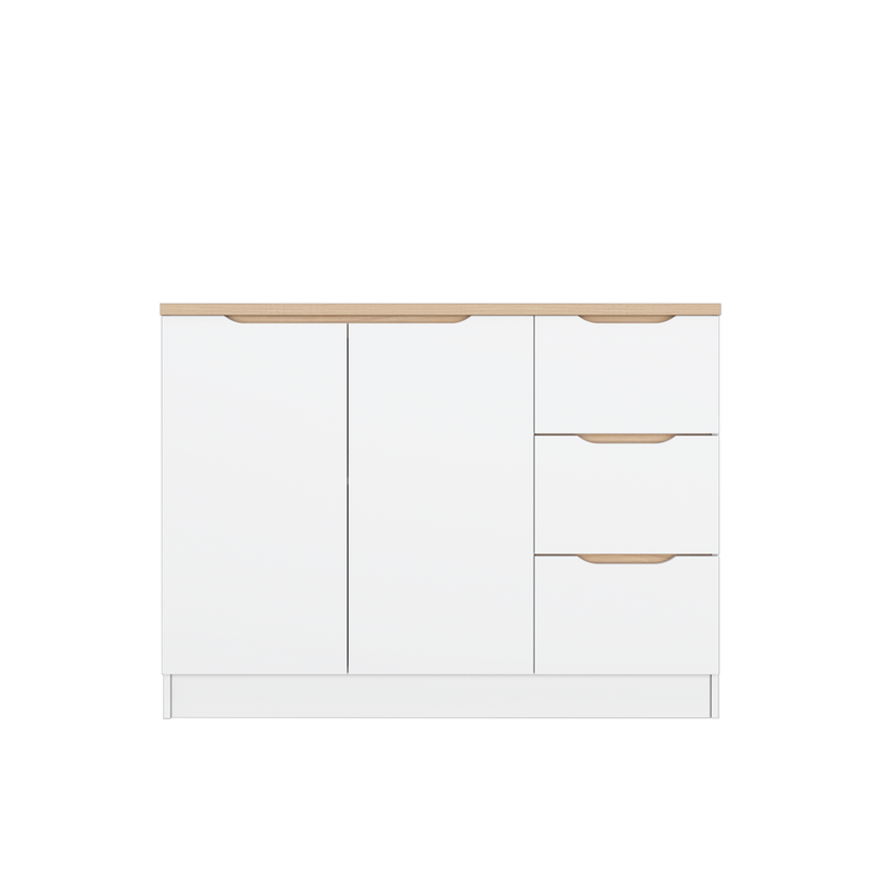 (Pro) 3.9FT 2 Door 3 Drawers Sinowa Series Full Melamine Kitchen Cabinet Base Unit/Kitchen Storage - HMZ-KBC-M9615-LH+WT