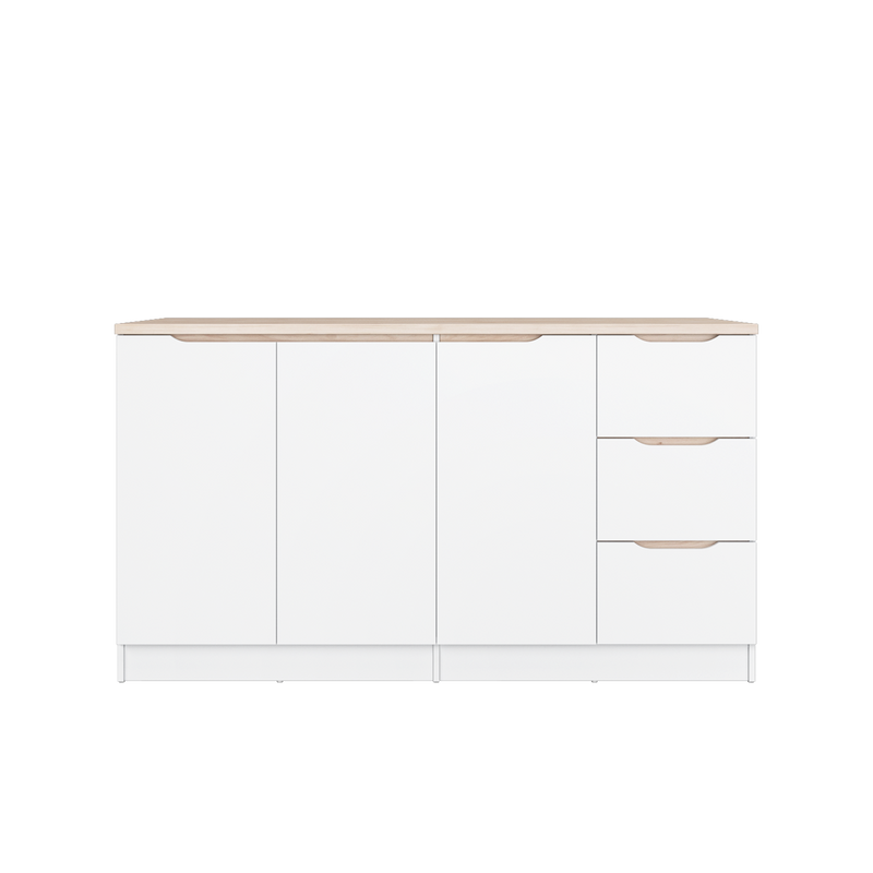5.2FT Sinowa Pro Series Full Melamine 3 Doors 3 Drawers Kitchen Cabinet (Depth 60cm) - HMZ-KBC-M9625-LH+WT