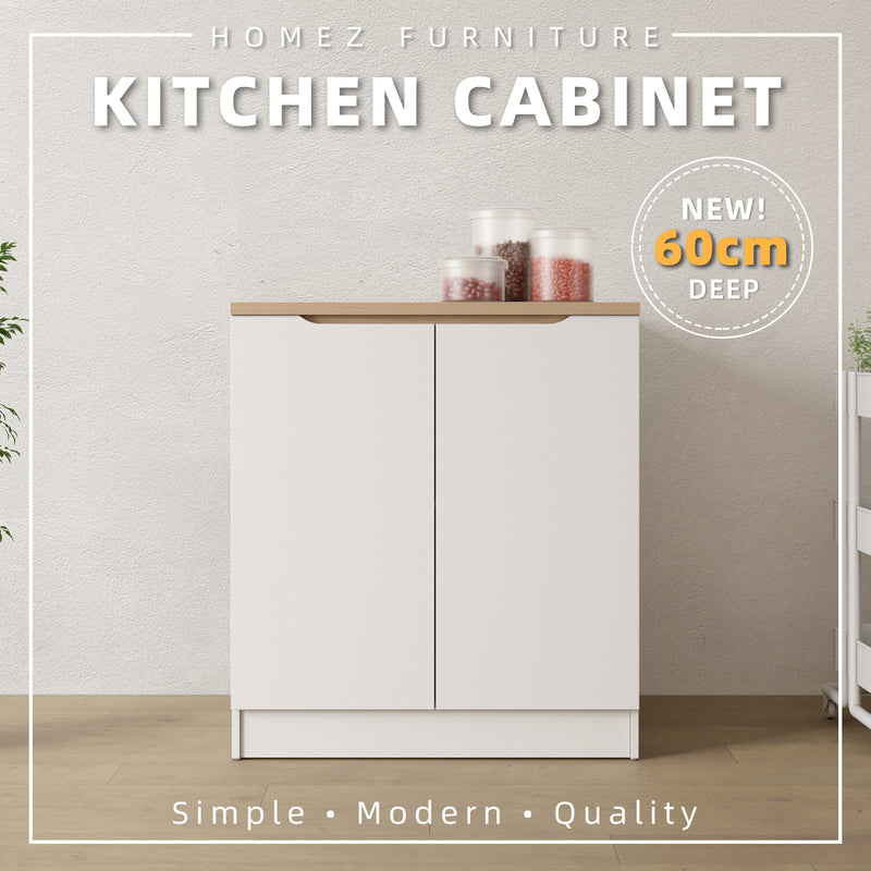 (Pro) 2.6FT Sinowa Series Full Melamine Kitchen Cabinets Base Unit/Kitchen Storage-HMZ-KBC-M9685-LH+WT