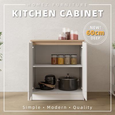 (Pro) 2.6FT Sinowa Series Full Melamine Kitchen Cabinets Base Unit/Kitchen Storage-HMZ-KBC-M9685-LH+WT
