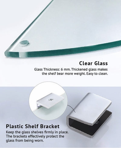 Bathroom Corner Glass Shelf 3 Tier - HMZ-BRGS-LY8803