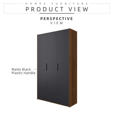 200cm 3 Door Wardrobe with Black Plastic Handle - HMZ-FN-WD-6018