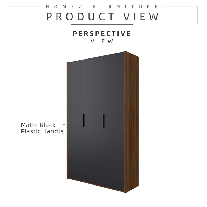 200cm 3 Door Wardrobe with Black Plastic Handle - HMZ-FN-WD-6018