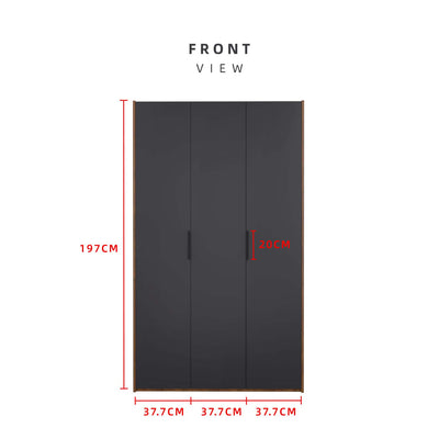 200cm 3 Door Wardrobe with Black Plastic Handle - HMZ-FN-WD-6018