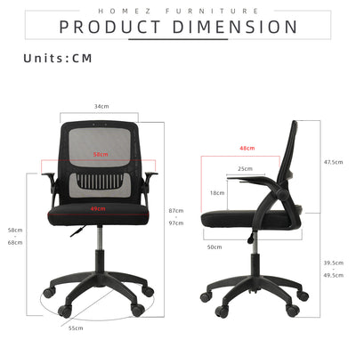 HomeZ Office Chair Ergonomic Chair Executive Mesh High back / Medium Back Chair/with legrest - Black