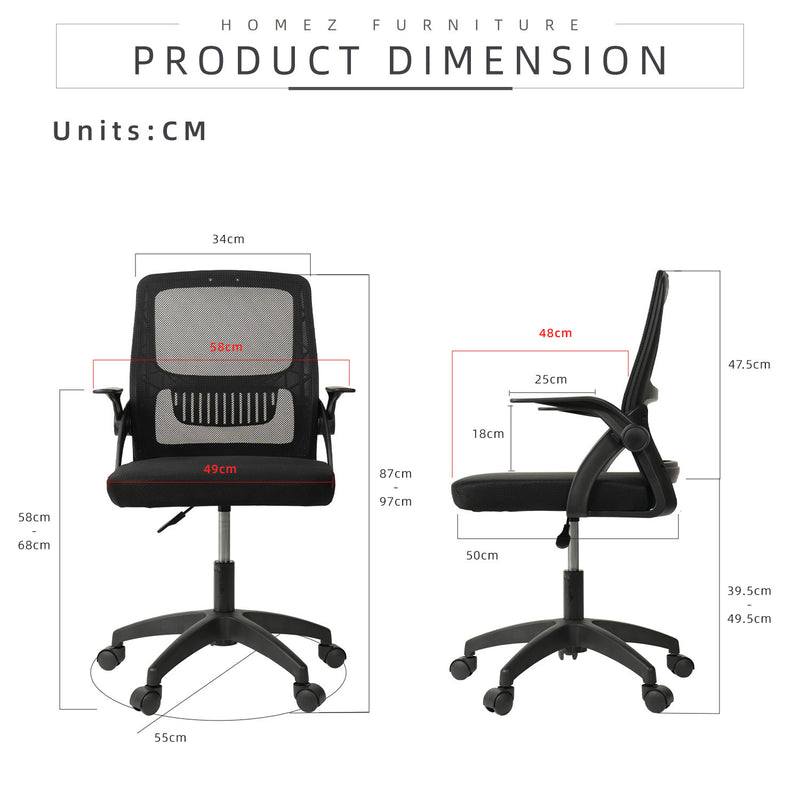 HomeZ Office Chair Ergonomic Chair Executive Mesh High back / Medium Back Chair/with legrest - Black