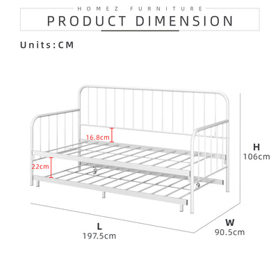 [COMBO Bedframe+Mattress]- Day Bed/Trundle/Pull Out/Single/Metal Bedframe + Purefoam Mattress-3FT