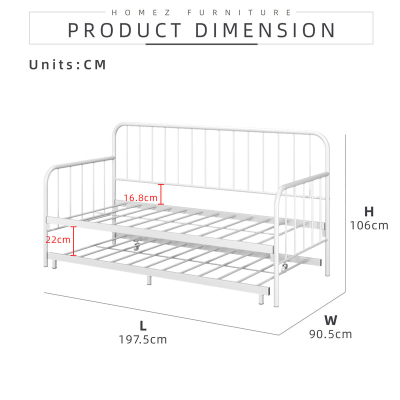 [COMBO Bedframe+Mattress]- Day Bed/Trundle/Pull Out/Single/Metal Bedframe + Purefoam Mattress-3FT