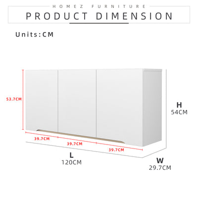 (Self Assembly) 4FT Sinowa Series Full Melamine Kitchen Cabinet Wall Unit / Kitchen Storage-HMZ-KWC-M6125-WT