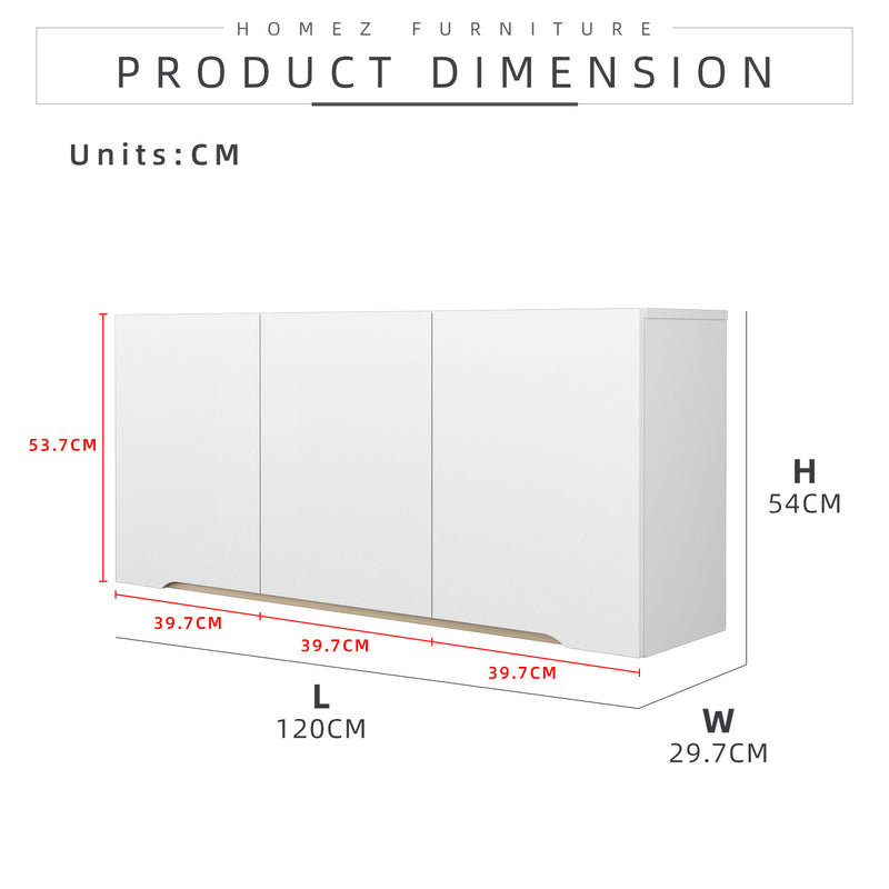 (Self Assembly) 4FT Sinowa Series Full Melamine Kitchen Cabinet Wall Unit / Kitchen Storage-HMZ-KWC-M6125-WT