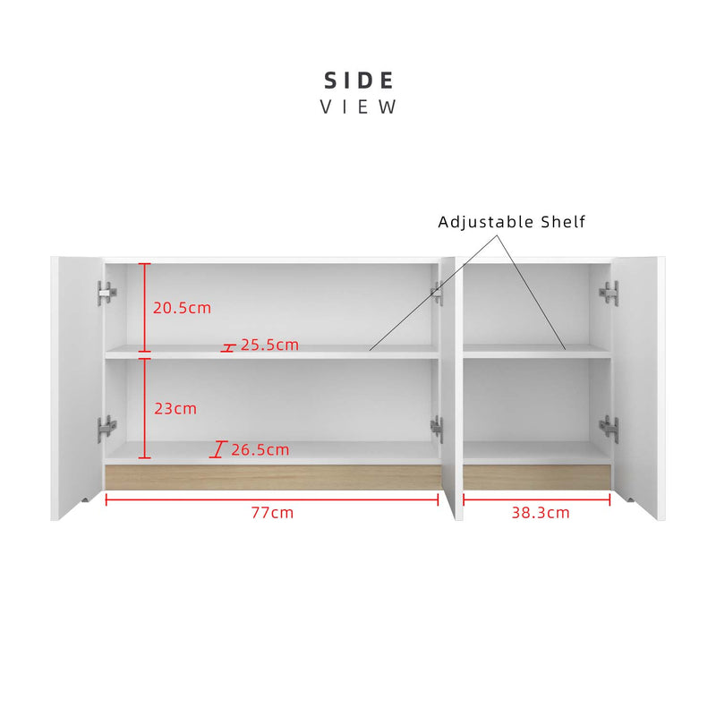 (Self Assembly) 4FT Sinowa Series Full Melamine Kitchen Cabinet Wall Unit / Kitchen Storage-HMZ-KWC-M6125-WT