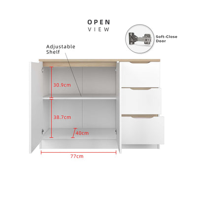 4FT Sinowa Pro Series Full Melamine Soft-Close Door Kitchen Cabinet Base Unit  / Kitchen Storage - HMZ-KBC-M9215-LH+WT