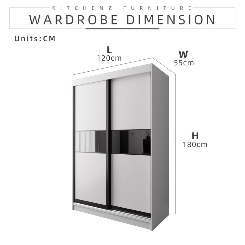 HomeZ 4FTx6FT Sliding Anti Jump Wardrobe Storage Cabinet - 6005/6015/6025/6045