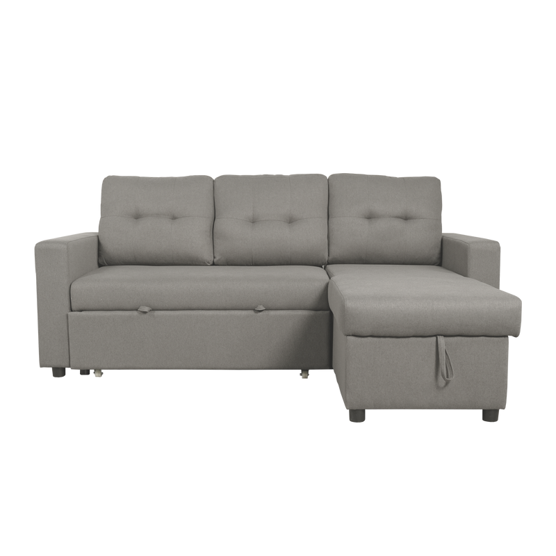 3 Seater Linen Fabric L Shape Multifunctional Sofa Bed with Storage Box Dark/Light Grey-6081
