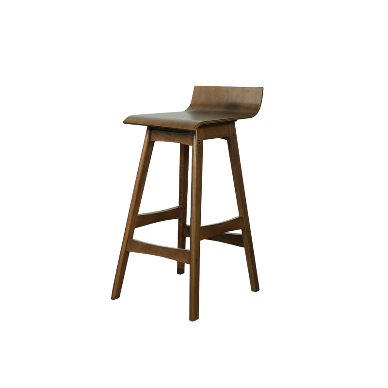 BAR/PUB/CAFE/STOOL With Modern Wooden Texture PU Leather Bar Stool with Solid Wood Legs - 204/MELON