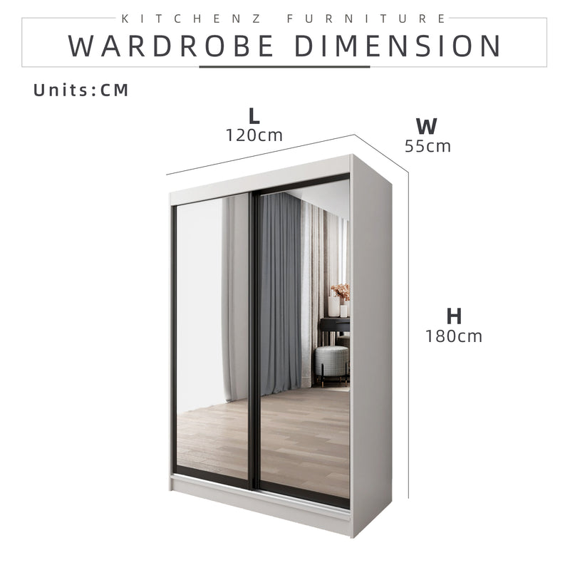 HomeZ 4FTx6FT Sliding Anti Jump Wardrobe Storage Cabinet - 6005/6015/6025/6045