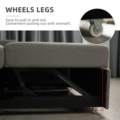 3 Seater Linen Fabric L Shape Multifunctional Sofa Bed with Storage Box Dark/Light Grey-6081