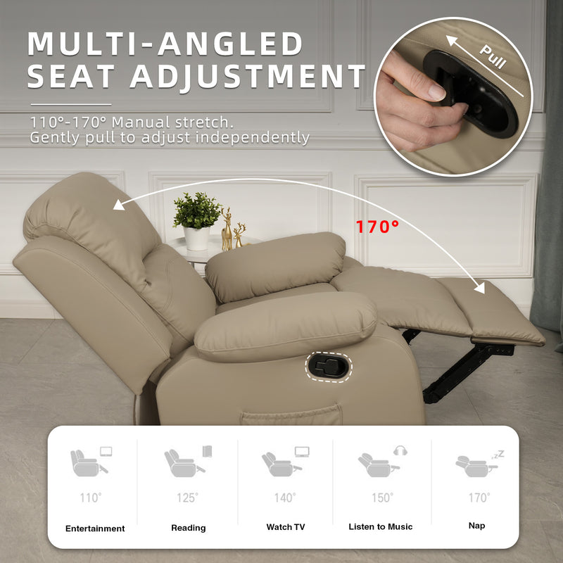 (Free Installation) 3FT 1 Seater Fabric/TPU Recliner Sofa / Grey/Brown/Blue/Clay/Cream - HMZ-FN-522/523/545