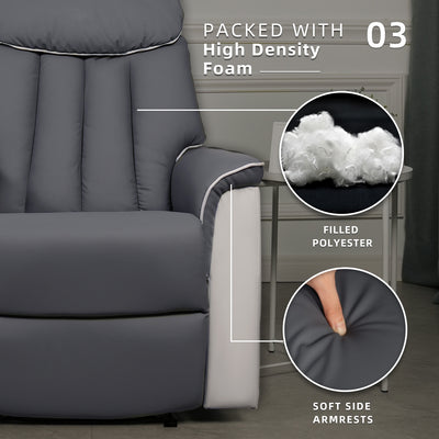 (Free Installation) 3FT 1 Seater Fabric/TPU Recliner Sofa / Grey/Brown/Blue/Clay/Cream - HMZ-FN-522/523/545
