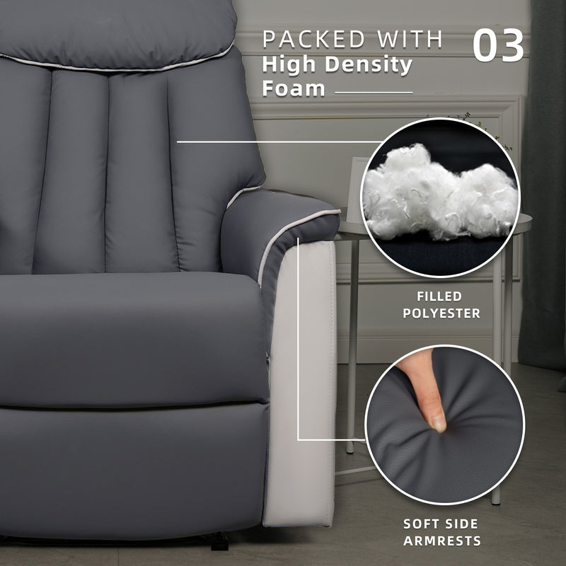 (Free Installation) 3FT 1 Seater Fabric/TPU Recliner Sofa / Grey/Brown/Blue/Clay/Cream - HMZ-FN-522/523/545