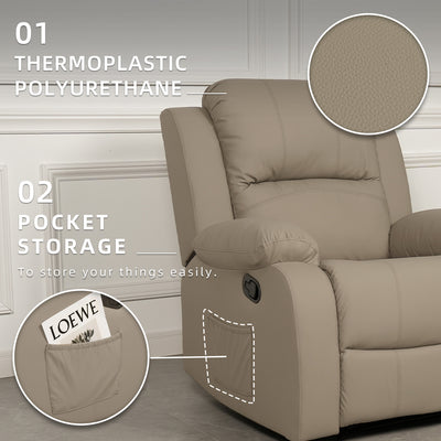 (Free Installation) 3FT 1 Seater Fabric/TPU Recliner Sofa / Grey/Brown/Blue/Clay/Cream - HMZ-FN-522/523/545