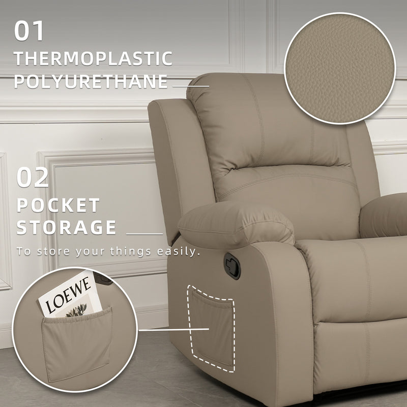 (Free Installation) 3FT 1 Seater Fabric/TPU Recliner Sofa / Grey/Brown/Blue/Clay/Cream - HMZ-FN-522/523/545