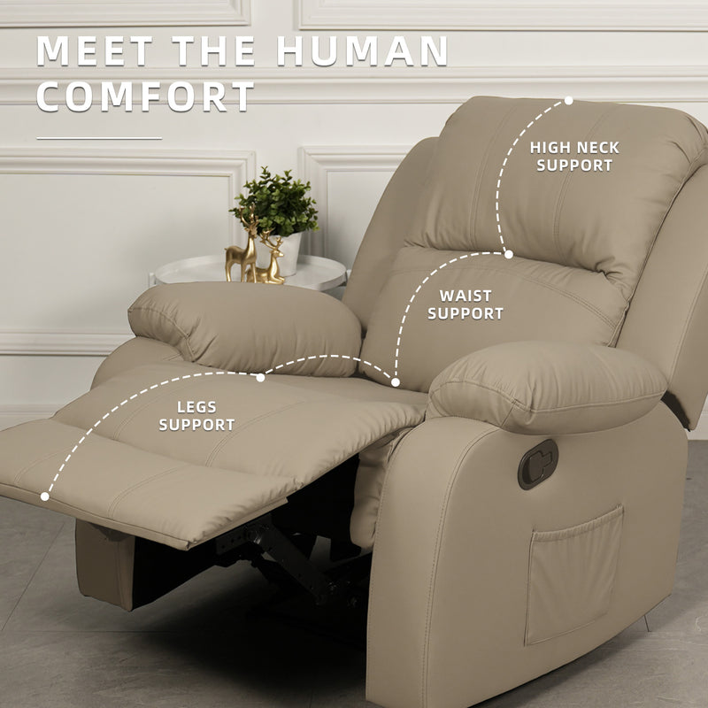 (Free Installation) 3FT 1 Seater Fabric/TPU Recliner Sofa / Grey/Brown/Blue/Clay/Cream - HMZ-FN-522/523/545