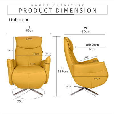 Anita Ergonomic / Recliner Chair / Recliner Sofa / Leather / PU Leather / Yellow / Brown - HMZ-SF-UE-ANITA