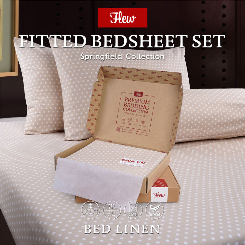 Flew Springfield Collection Premium Fitted Bedsheet Set/Single/Super Single/Queen/King [NEW ARRIVAL]