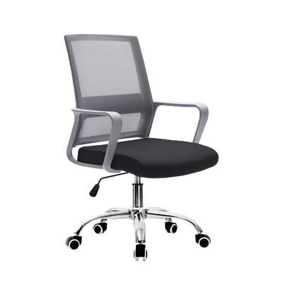 (Self-assembly) Mesh Office Chair with Ergonomic Design & Chrome Leg - Black