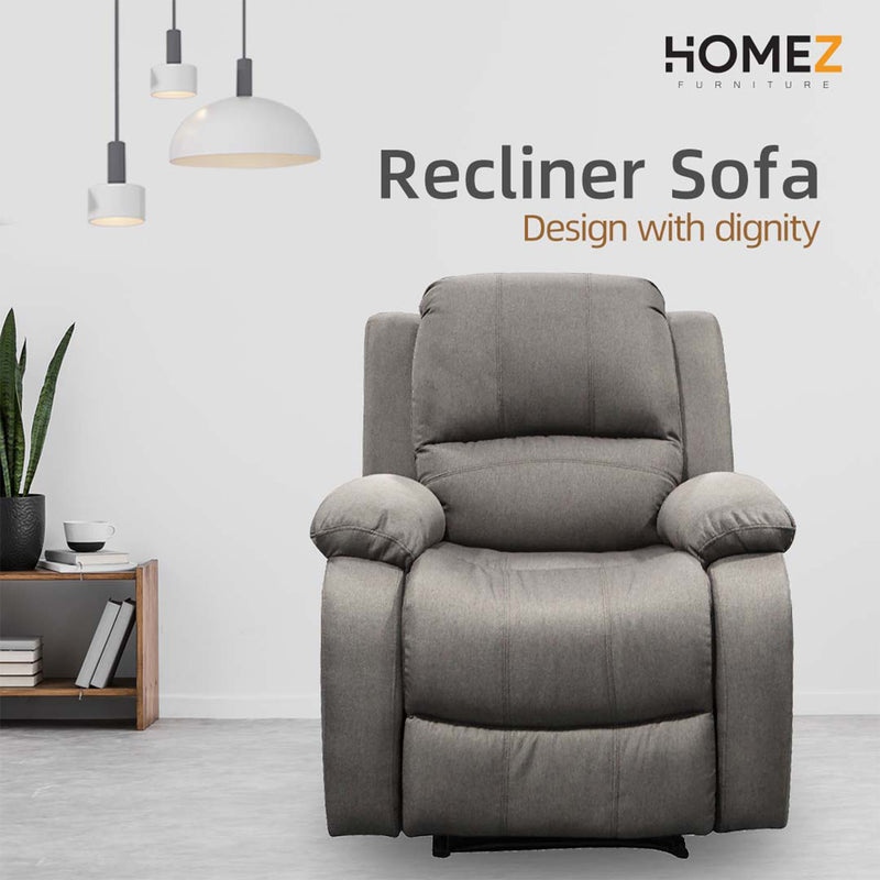 (Free Installation) 3FT 1 Seater Fabric/TPU Recliner Sofa / Grey/Brown/Blue/Clay/Cream - HMZ-FN-522/523/545