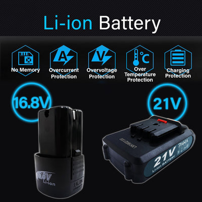 PAWA Tools 16.8V & 21V Li-ion Cordless Rechargeable Electric Power Tool Impact Drill (With Easy Carry Plastic Case)