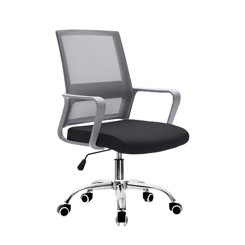 (Self-assembly) Mesh Office Chair with Ergonomic Design & Chrome Leg - Black