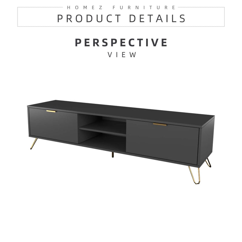 (Self-assembly) 6FT Stellate Series Tv Cabinet/ Console with Metal Leg - TC-1600-DGY