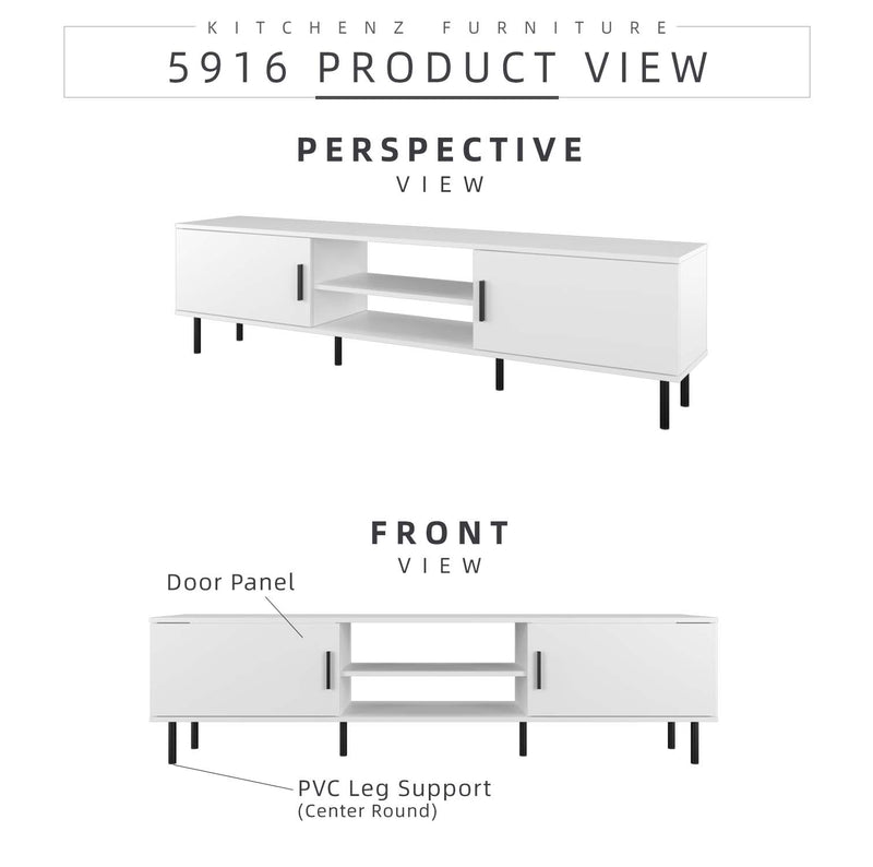 6FT LEGEND TV Cabinet with PVC Leg/ with no leg White Colour Modernist Design - 5916/5926
