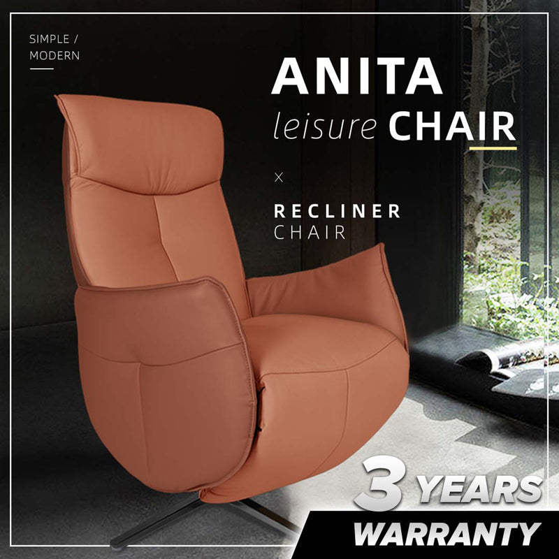 Anita Ergonomic / Recliner Chair / Recliner Sofa / Leather / PU Leather / Yellow / Brown - HMZ-SF-UE-ANITA