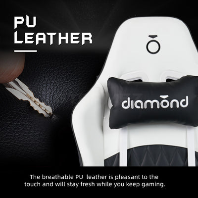 GTGAMEZ Diamond High Back PU Leather / Mesh Back Gaming Chair with Ergonomic Design - HMZ-GC-DJ-0083